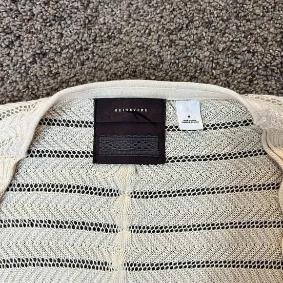 Anthropologie Guinevere Womens Open Cardigan Cashmere Organic Autumn Cream Sz M - Picture 4 of 12